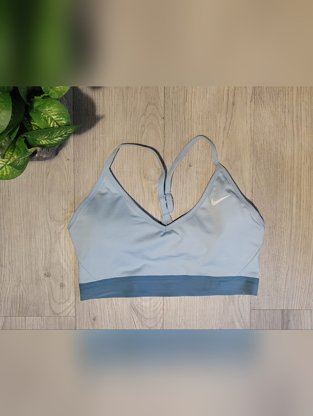 Nike Dri-Fit Indy Light Support Padded Sports Bra Light Blue & Dark Teal, Medium - Picture 2 of 15